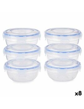 Set de Fiambreras Hermético Azul Transparente Plástico 800 ml 15,5 x 7,5 x 15,5 cm (8 Unidades)