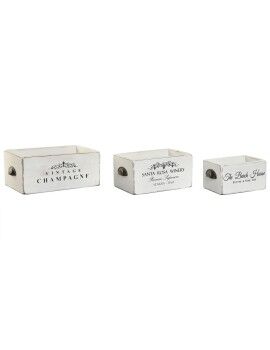 Caixas de arrumação Home ESPRIT Branco Madeira de abeto 35 x 22 x 15 cm 3 Peças