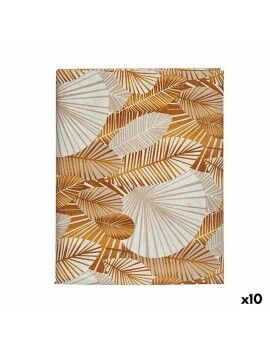 Toalha de Mesa Loneta Antimanchas Folhas 140 x 180 cm Dourado (10 Unidades)