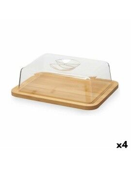 Tabla para Quesos Con Tapa Marrón Transparente Bambú 19,1 x 7,5 x 25,1 cm (4 Unidades)