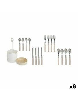 Set de Cubiertos Beige Acero Inoxidable (8 Unidades)