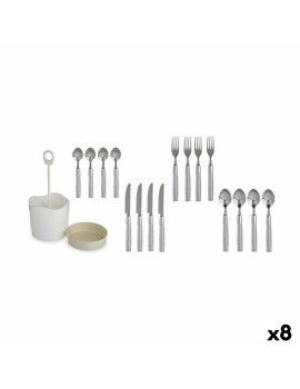 Set de Cubiertos Gris Acero Inoxidable (8 Unidades)