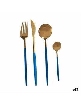 Set de Cubiertos Azul Dorado Acero Inoxidable (12 Unidades)