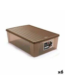 Caja de Almacenaje con Tapa Stefanplast Elegance Beige Plástico 38,5 x 17 x 59,5 cm (6 Unidades)