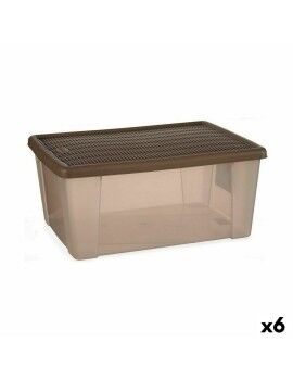 Caja de Almacenaje con Tapa Stefanplast Elegance Marrón Plástico 29 x 17 x 39 cm (6 Unidades)