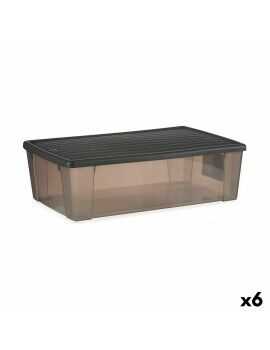 Caja de Almacenaje con Tapa Stefanplast Elegance Gris Plástico 30 L 38,5 x 17 x 59,5 cm (6 Unidades)