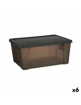 Caja de Almacenaje con Tapa Stefanplast Elegance Gris Plástico 15 L 29 x 17 x 39 cm (6 Unidades)