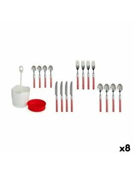 Set de Cubiertos Rojo Acero Inoxidable (8 Unidades)