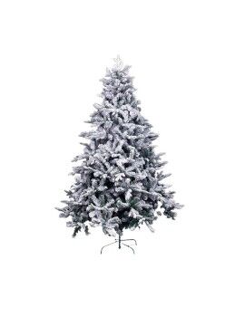 Árvore de Natal Branco Verde PVC Metal Polietileno Nevado 210 cm