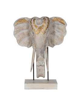 Figura Decorativa Branco Dourado Natural Elefante 44 x 16 x 57 cm
