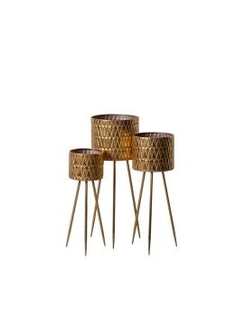 Conjunto de vasos Dourado Ferro 34 x 34 x 88,5 cm (3 Unidades)