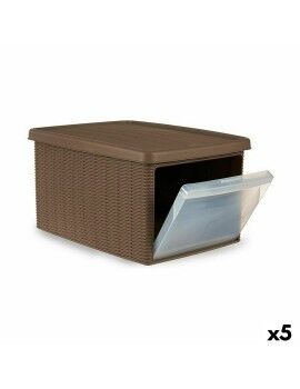 Caja de Almacenaje con Tapa Stefanplast Elegance Lateral Beige Plástico 29 x 21 x 39 cm (5 Unidades)