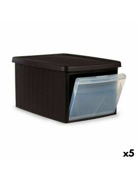 Caja de Almacenaje con Tapa Stefanplast Elegance Lateral Marrón Plástico 29 x 21 x 39 cm (5...