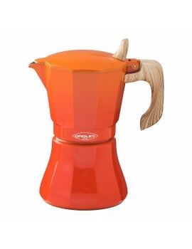 Cafetera Italiana Oroley Petra 6 Tazas Naranja Aluminio