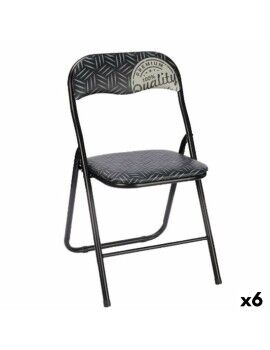 Cadeira de Campismo Acolchoada Quality Preto Cinzento PVC Metal 43 x 46 x 78 cm (6 Unidades)