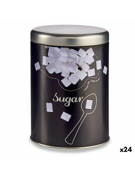 Bote Açúcar Preto Metal 1 L 10,5 x 15 x 10,5 cm (24 Unidades)