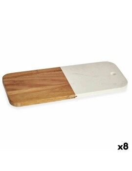 Tabla de cortar Blanco Mármol Madera de acacia 18 x 1,5 x 38 cm (8 Unidades)