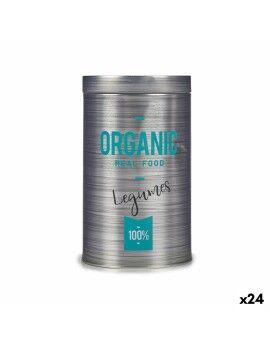 Bote Organic Legumbres Gris Hojalata 10,4 x 18,2 x 10,4 cm (24 Unidades)