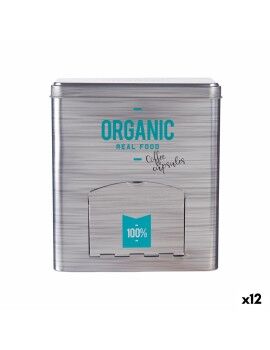 Porta-cápsulas Organic Café Dispensador Cinzento Folha de Flandres 9 x 18 x 16,1 cm (12 Unidades)