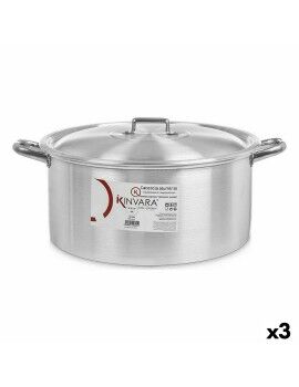 Cacerola Con Tapa Plateado Aluminio 18 L (3 Unidades)