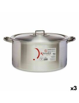 Cacerola Con Tapa Plateado Aluminio 20 L (3 Unidades)