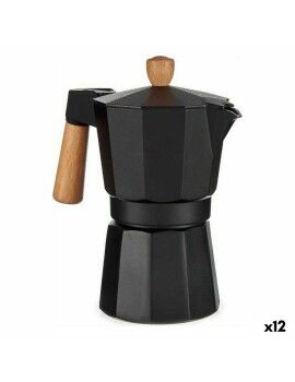 Cafetera Italiana Madera Aluminio 300 ml (12 Unidades)