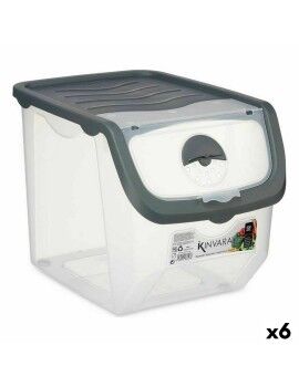 Caja Organizadora Apilable Antracita Plástico 31 x 24 x 23,5 cm (6 Unidades)