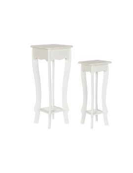Conjunto de 2 mesas DKD Home Decor Branco Marrom claro 30 x 30 x 76,5 cm
