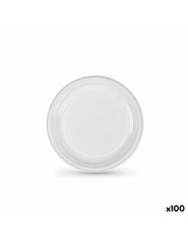Conjunto de pratos reutilizáveis Algon Branco Plástico 20,5 cm (100 Unidades)