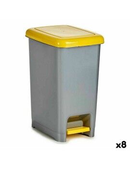 Caixote de Lixo para Reciclagem Com pedal Amarelo Plástico (8 Unidades)