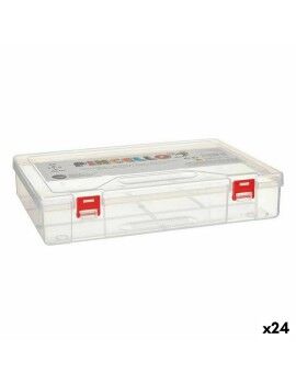 Caja Multiusos Rojo Transparente Plástico 29,5 x 6 x 20,5 cm (24 Unidades)