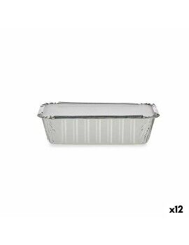 Set de Fuentes de Cocina Desechable Con Tapa Aluminio 22,4 x 7,4 x 11,5 cm (12 Unidades)