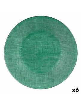 Plato Llano Verde Vidrio 27,5 x 2 x 27,5 cm (6 Unidades)