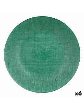 Plato Llano Verde Vidrio 32,5 x 2,5 x 32,5 cm (6 Unidades)