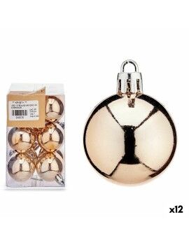 Set de Bolas de Navidad Bronce PVC Ø 4 cm (12 Unidades)