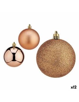 Set de Bolas de Navidad Cobre Plástico Ø 7 cm (12 Unidades)