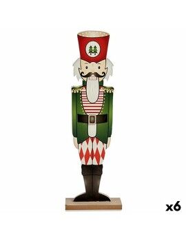 Figura Decorativa Cascanueces Blanco Negro Rojo Verde Madera 10 x 60 x 19 cm (6 Unidades)