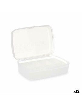 Caixa de Armazenagem com Tampa Branco Transparente Plástico 21,5 x 8,5 x 15 cm (12 Unidades)