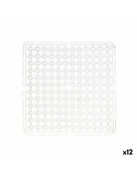 Tapete Antiderrapante Transparente Plástico 28 x 0,1 x 28 cm Lava-loiça (12 Unidades)