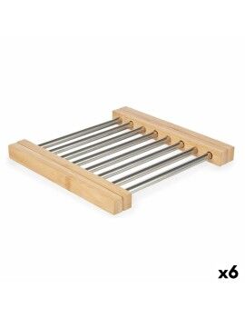 Individuais Prateado Metal Bambu 36,4 x 2,2 x 21,3 cm (6 Unidades)