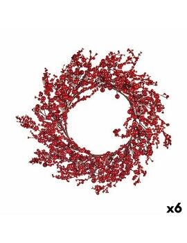 Coroa de Natal Vermelho Plástico 48 x 10 x 48 cm (6 Unidades)