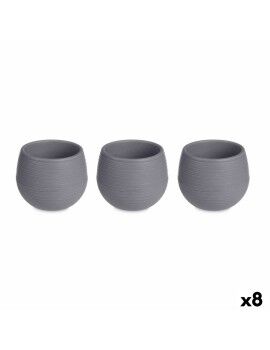 Conjunto de Vasos 6,2 x 6,2 x 6,6 cm Antracite Plástico (8 Unidades)