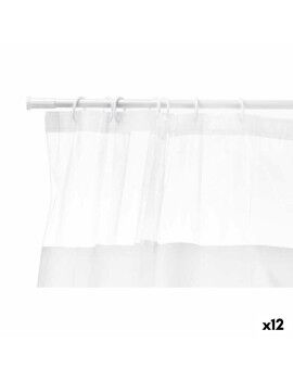 Cortina de Duche 180 x 180 cm Transparente Branco Plástico PEVA (12 Unidades)