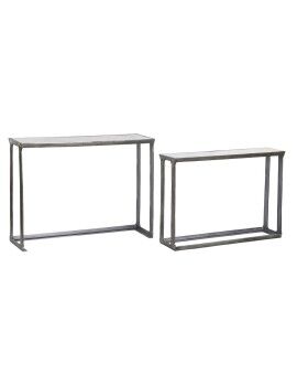 Conjunto de 2 mesas Home ESPRIT Branco Multicolor Prateado 107 x 30 x 81 cm 108 x 30 x 79 cm