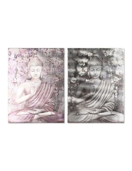 Pintura Home ESPRIT Buda Oriental 60 x 2,7 x 80 cm (2 Unidades)