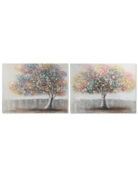Pintura Home ESPRIT Árvore Moderno 120 x 3 x 90 cm (2 Unidades)