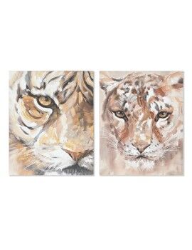 Cuadro Home ESPRIT Colonial Tigre 80 x 3,7 x 100 cm (2 Unidades)