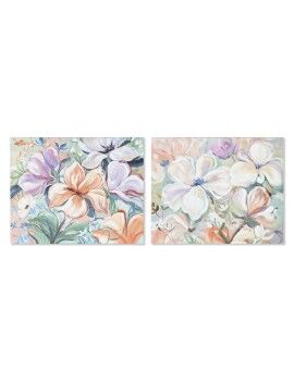 Cuadro Home ESPRIT Flores Shabby Chic 100 x 3,7 x 80 cm (2 Unidades)