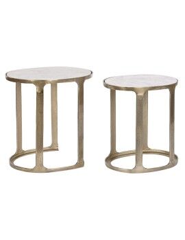 Conjunto de 2 mesas Home ESPRIT Branco Prateado 55 x 39 x 56 cm
