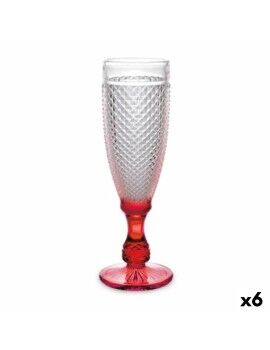 Copo de champanhe Diamante Vermelho Transparente Vidro 185 ml (6 Unidades)